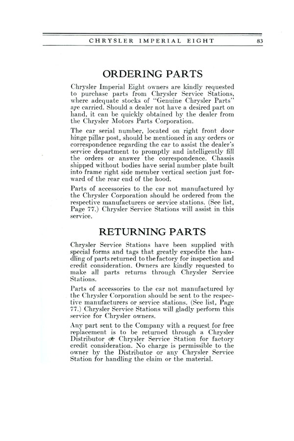 1930 Chrysler Imperial 8 Owners Manual Page 72